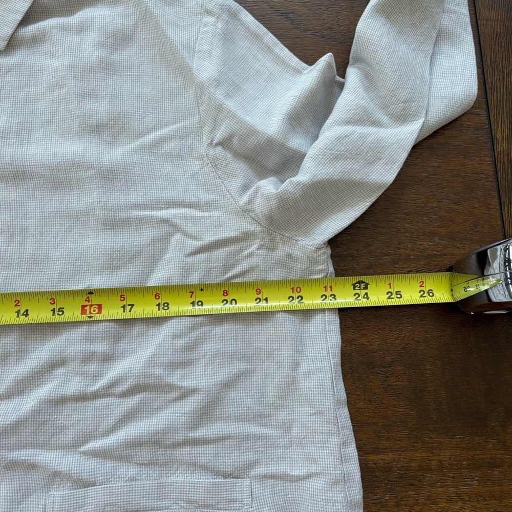 VTG Eileen Fisher Jacket Women L Linen Blend Tan Check Lightweight Boxy Coat - Picture 11 of 11